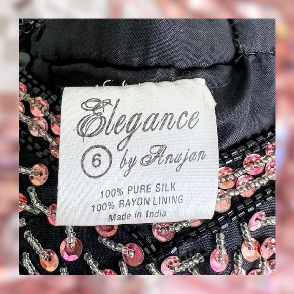 Vintage Cocktail Dress ⚡️ 1980s⚡️ Midi ⚡️ 100% Silk - 80s Beaded Dress - Picture 3 of 8